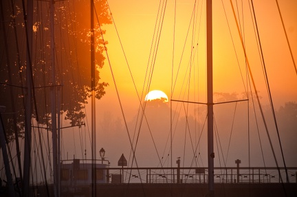 Levé de soleil sur le port de plaisance, Rochefort