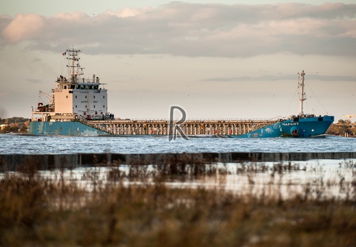 Cargo en entrée d'estuaire
